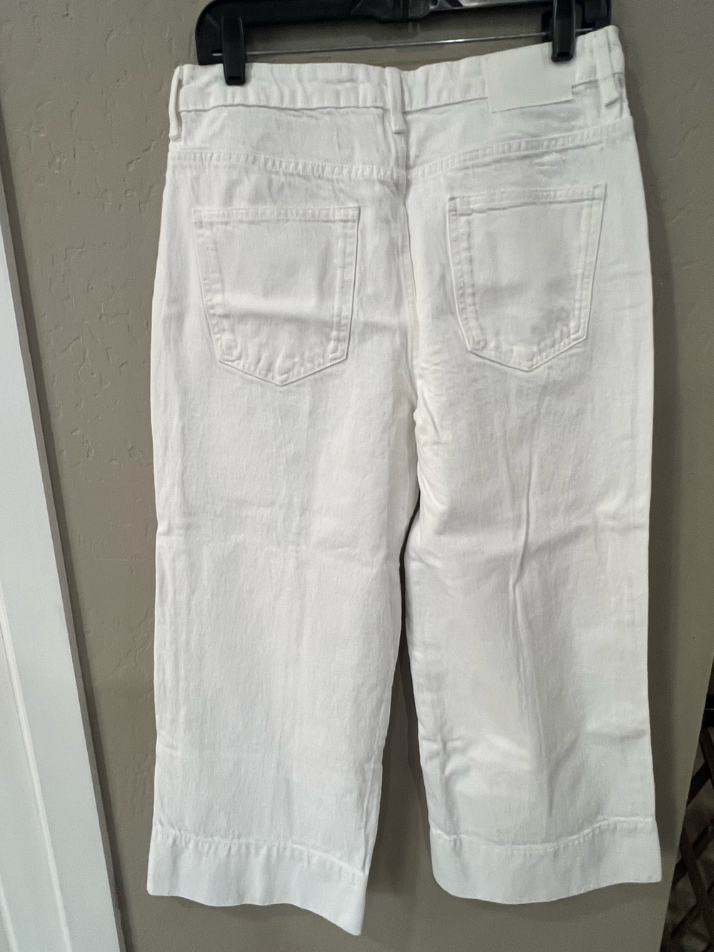 Zara White Crop Wide Leg Front Seam Jeans Size 8 - Picture 3 of 13